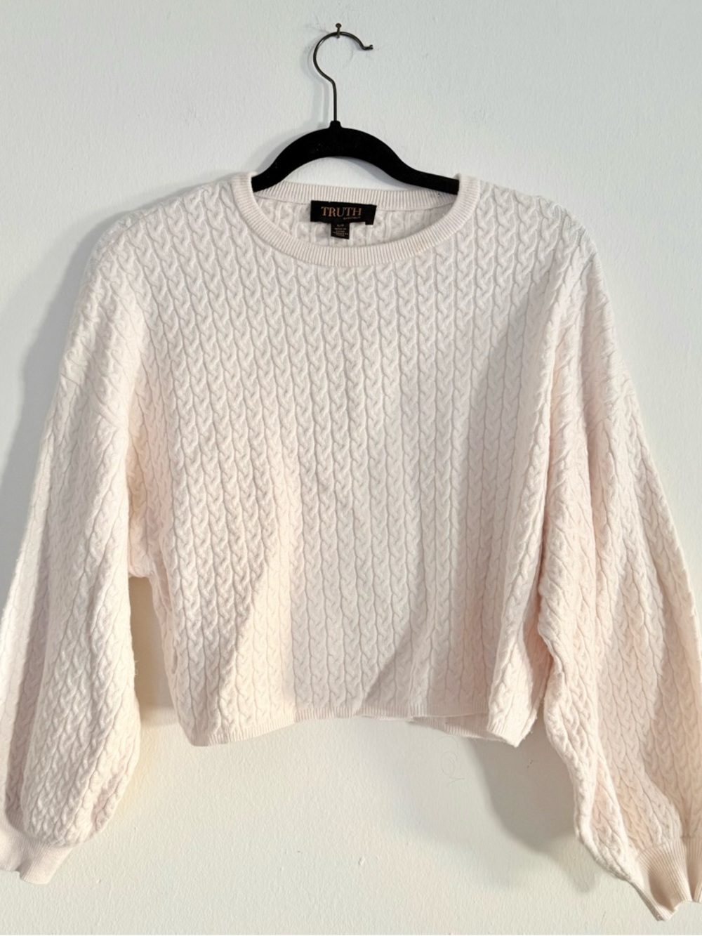 Truth Cream Cable Knit Cropped Sweater